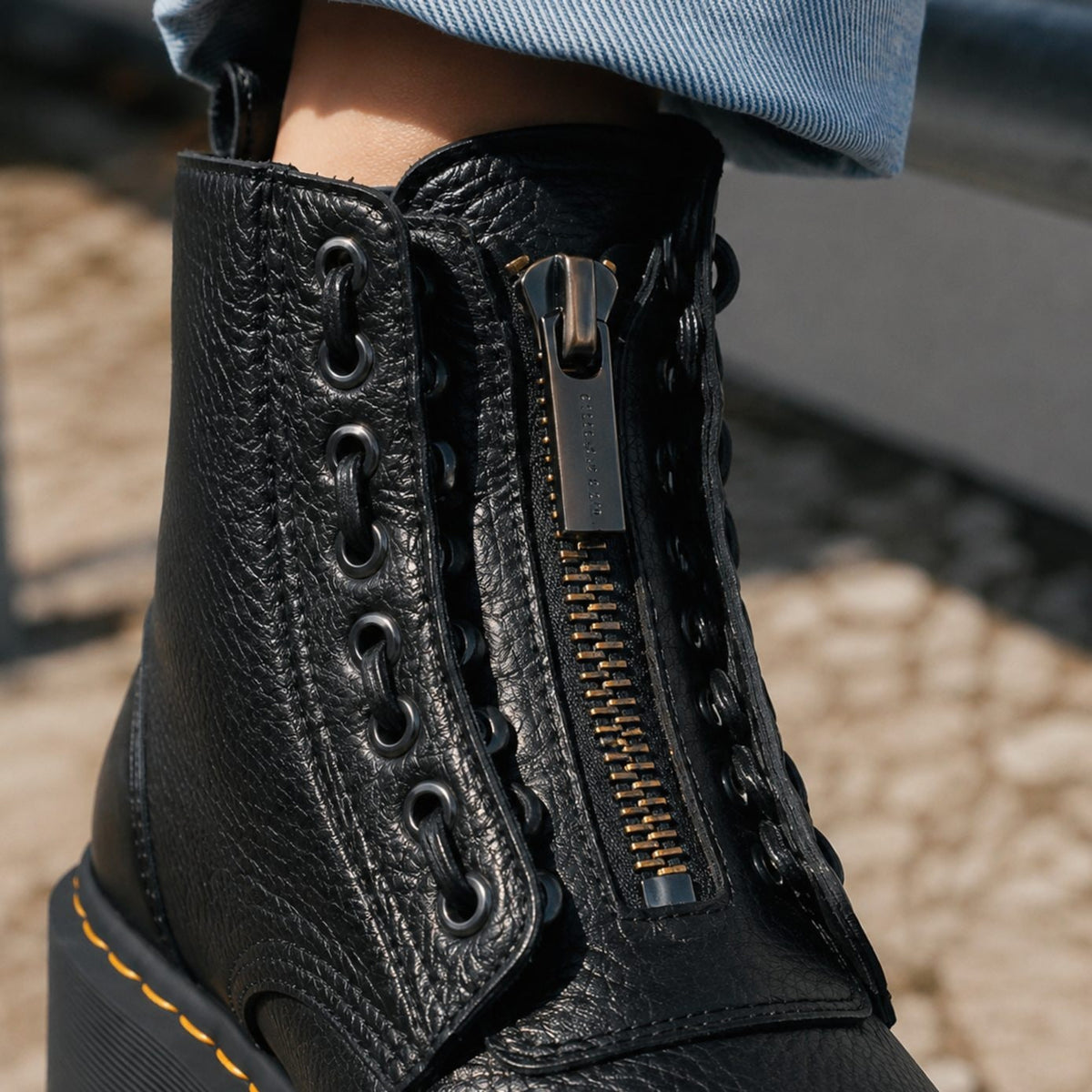Women's Chunky Platform Lace-Panel Front-Zip Ankle Boots - Image 3