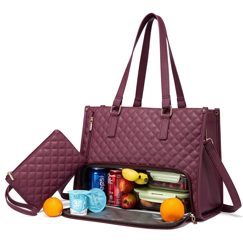 Women's Lunch Bag Insulated Lunch Tote Bag Laptop Bag Quilted Pouch - Image 4