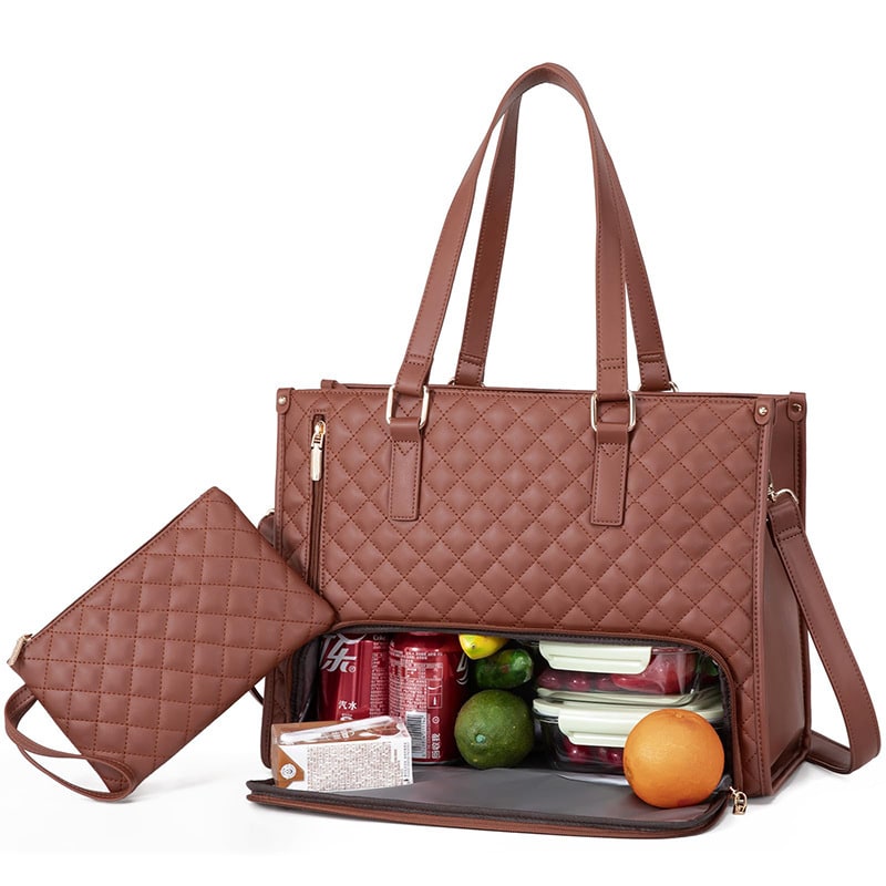 Women's Lunch Bag Insulated Lunch Tote Bag Laptop Bag Quilted Pouch - Image 5