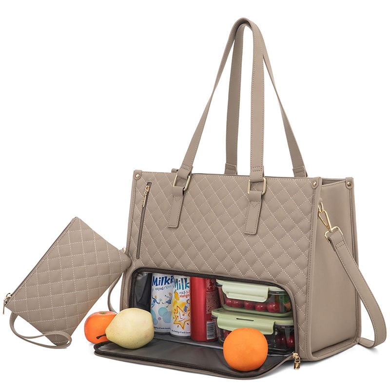 Women's Lunch Bag Insulated Lunch Tote Bag Laptop Bag Quilted Pouch - Image 9