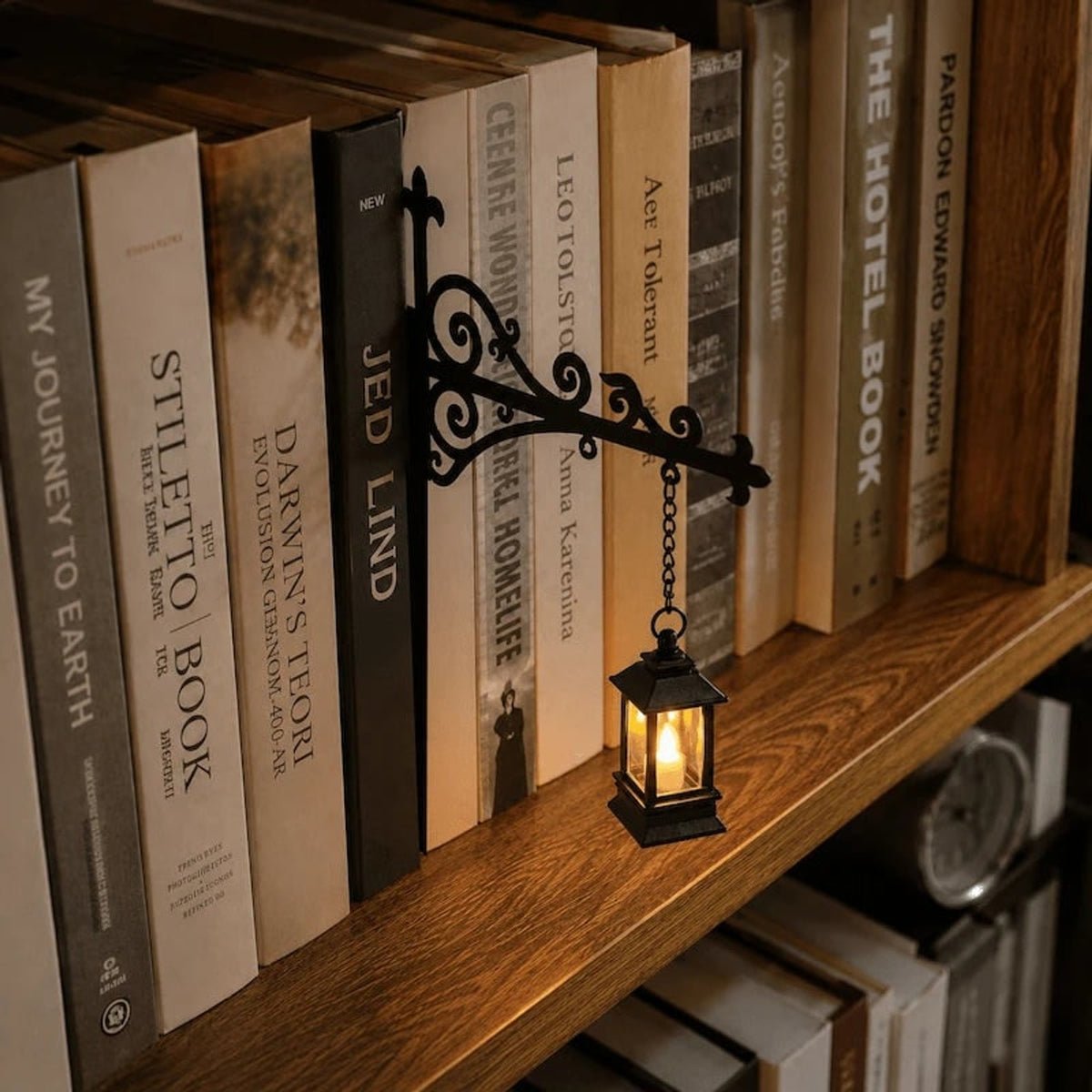 Wrought Iron Pendant Bookshelf Light With Ornate Bracket - Image 14