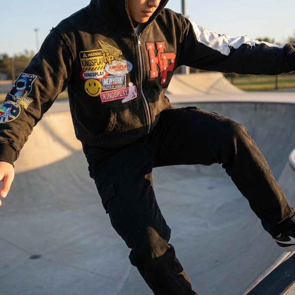 Comfort Hoodie Zip Up Hoodie Full Zip Hoodie Distressed Graphic - Image 2
