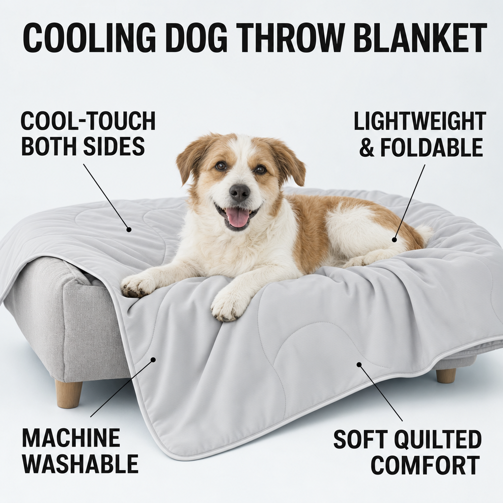 Dog Cooling Blanket, Double-Sided Cool-Touch Pet Throw, Washable Self-Cooling Summer Blanket
