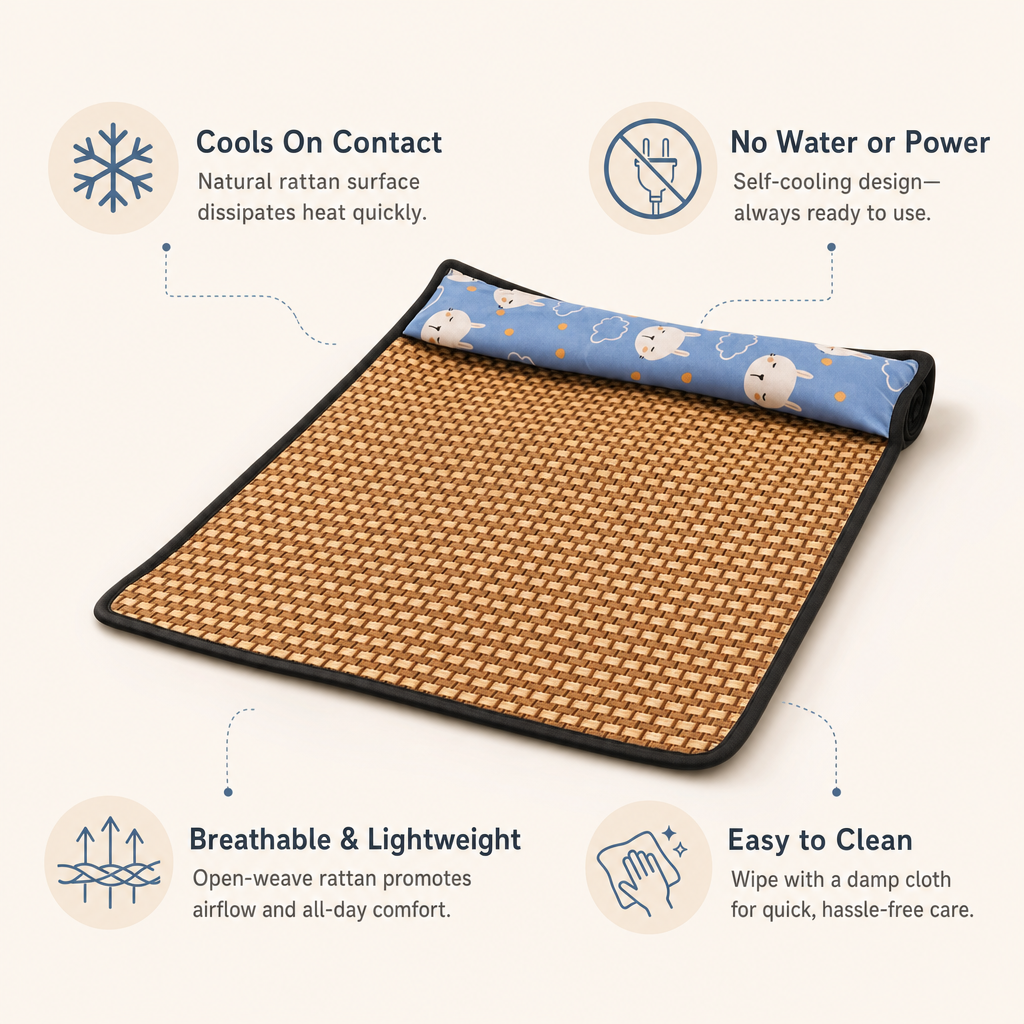 Dog Cooling Mat, Chew Resistant, Gel-Free Non-Slip