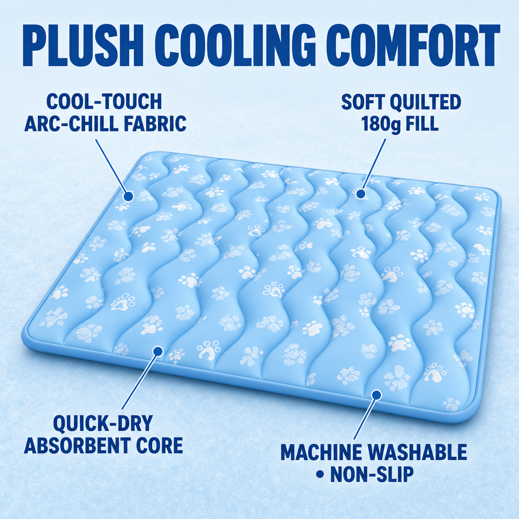 Dog Cooling Mat, Color-Changing Arc-Chill Top, Plush Self-Cooling Pet Pad, Washable Summer Mat benefits