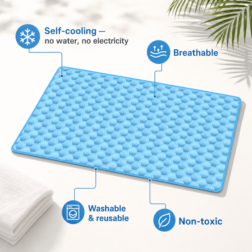 Dog Cooling Mat, Raised Bead Texture, Breathable Ice Pad for Dogs and Cats