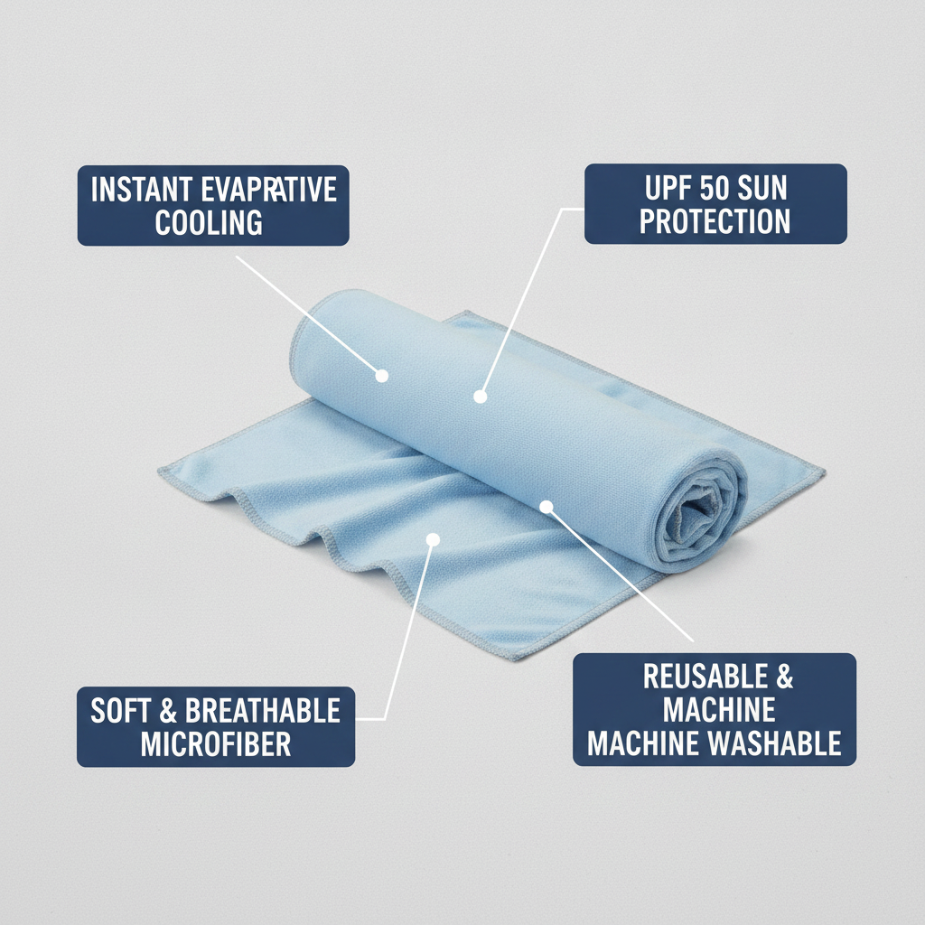 Cooling Towel, Microfiber Gym Chill Towel, Reusable UPF 50 Towel