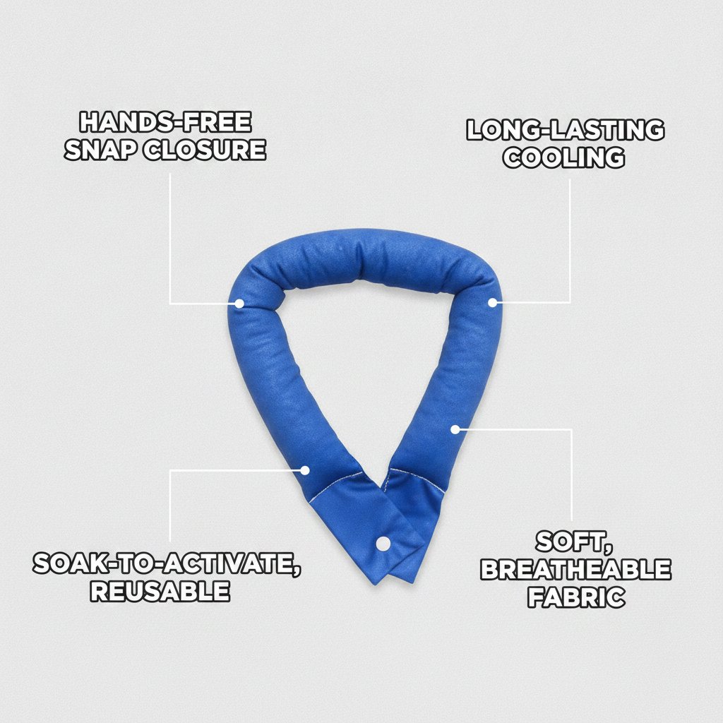 Cooling Towel, Neck Wrap with Snap Closure, Hands-Free Neck Band