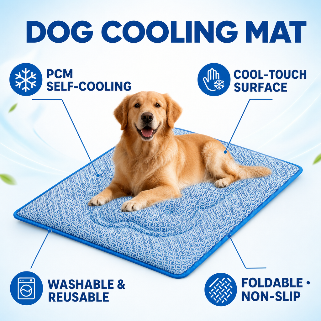 Dog Cooling Mat, PCM Phase-Change Cool-Touch Top, Self-Cooling Pet Pad, Foldable Washable Summer Mat benefits