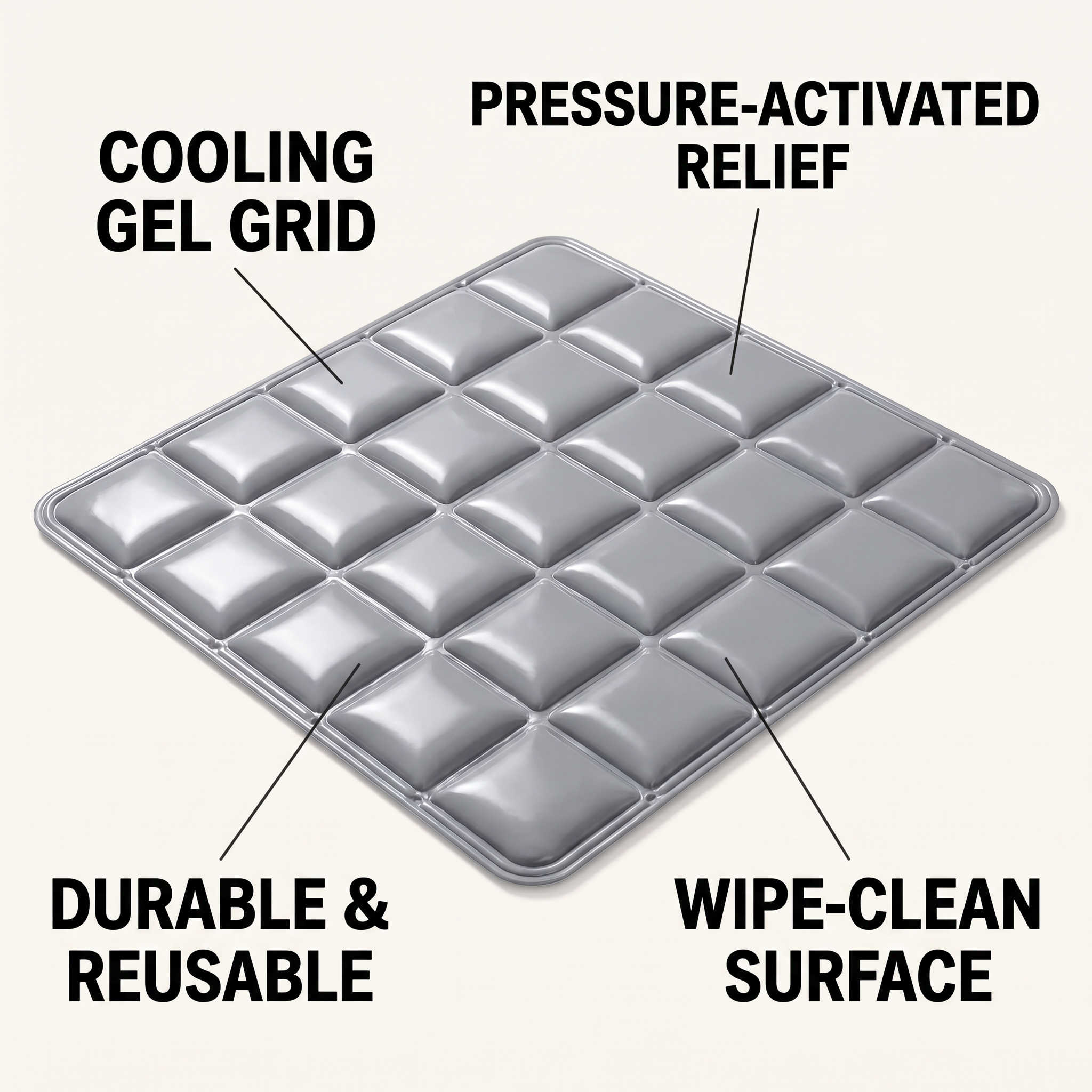 Dog Cooling Mat, Quilted Grid Gel Pad, Heat Relief for Dogs and Cats