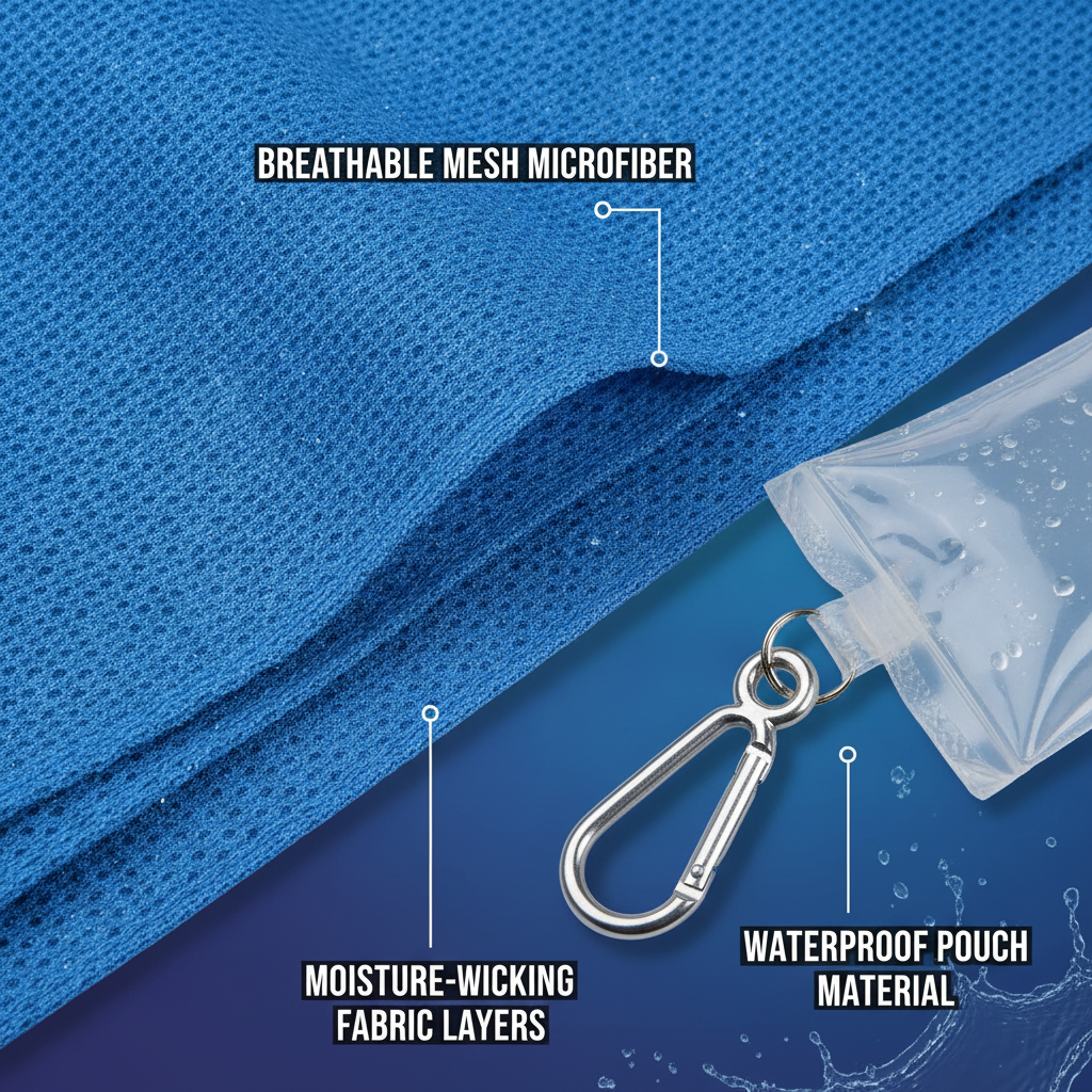 Three Towels, Pouch and Clip for Each