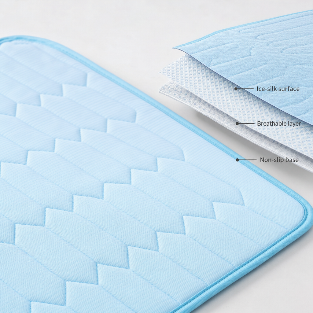 Dog Cooling Mat, Foldable Ice Silk Travel Pad, Non-Slip Washable