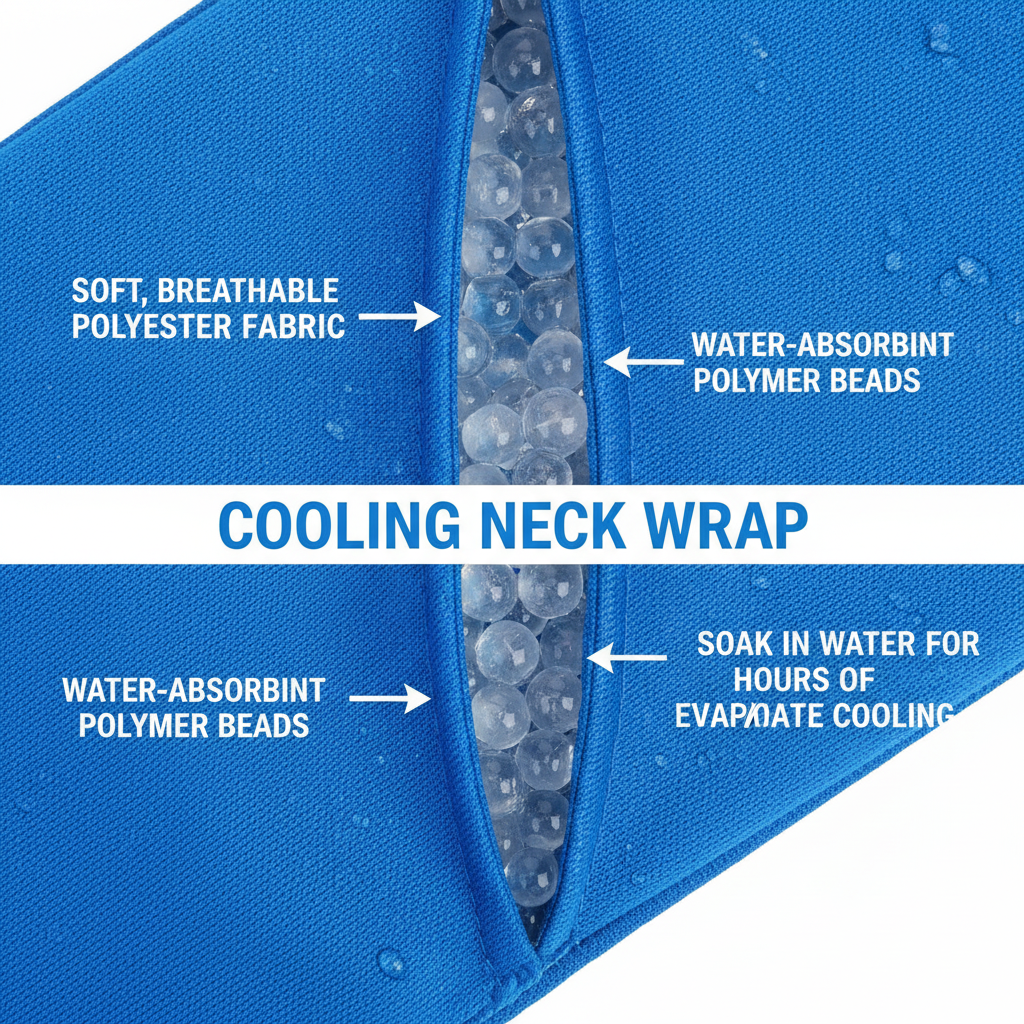 Cooling Towel, Neck Wrap with Snap Closure, Hands-Free Neck Band