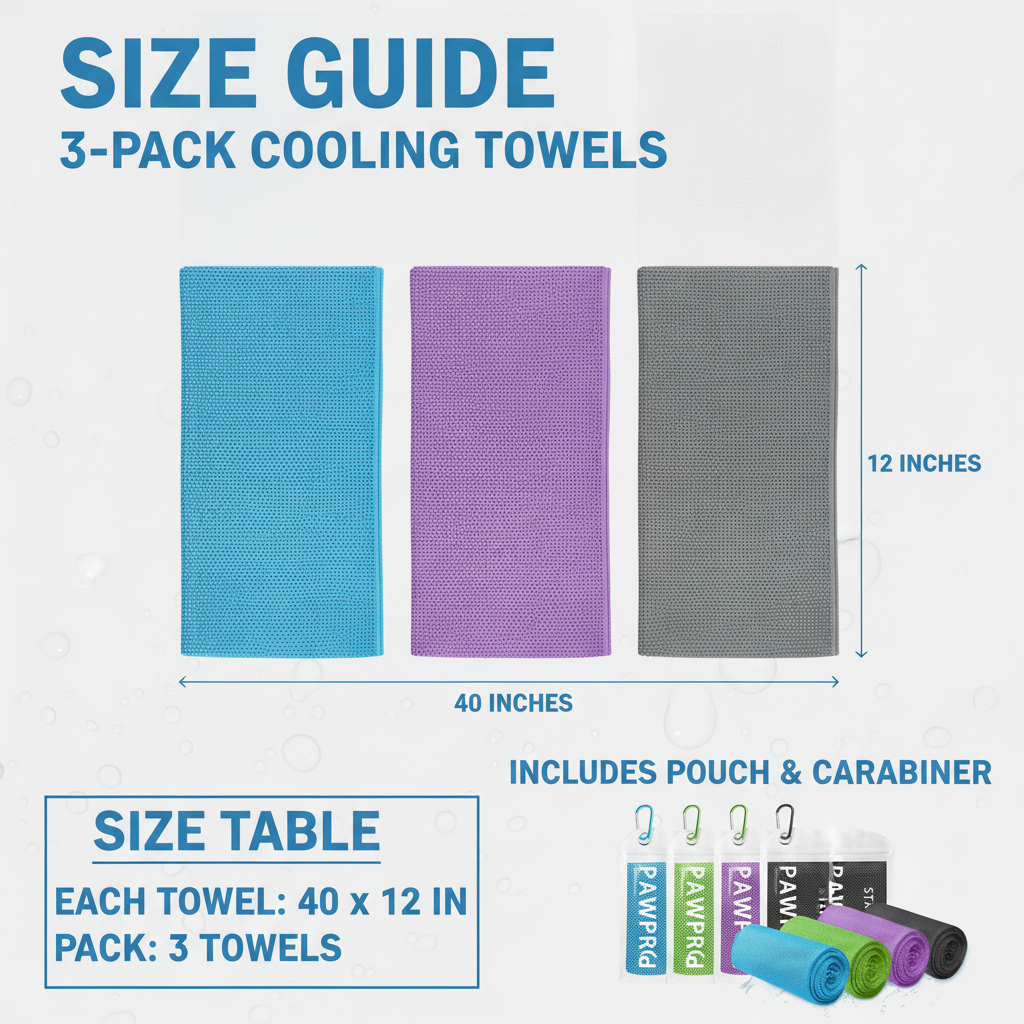 Cooling Towel 3-Pack, Microfiber Chill Towels for Gym Yoga Travel