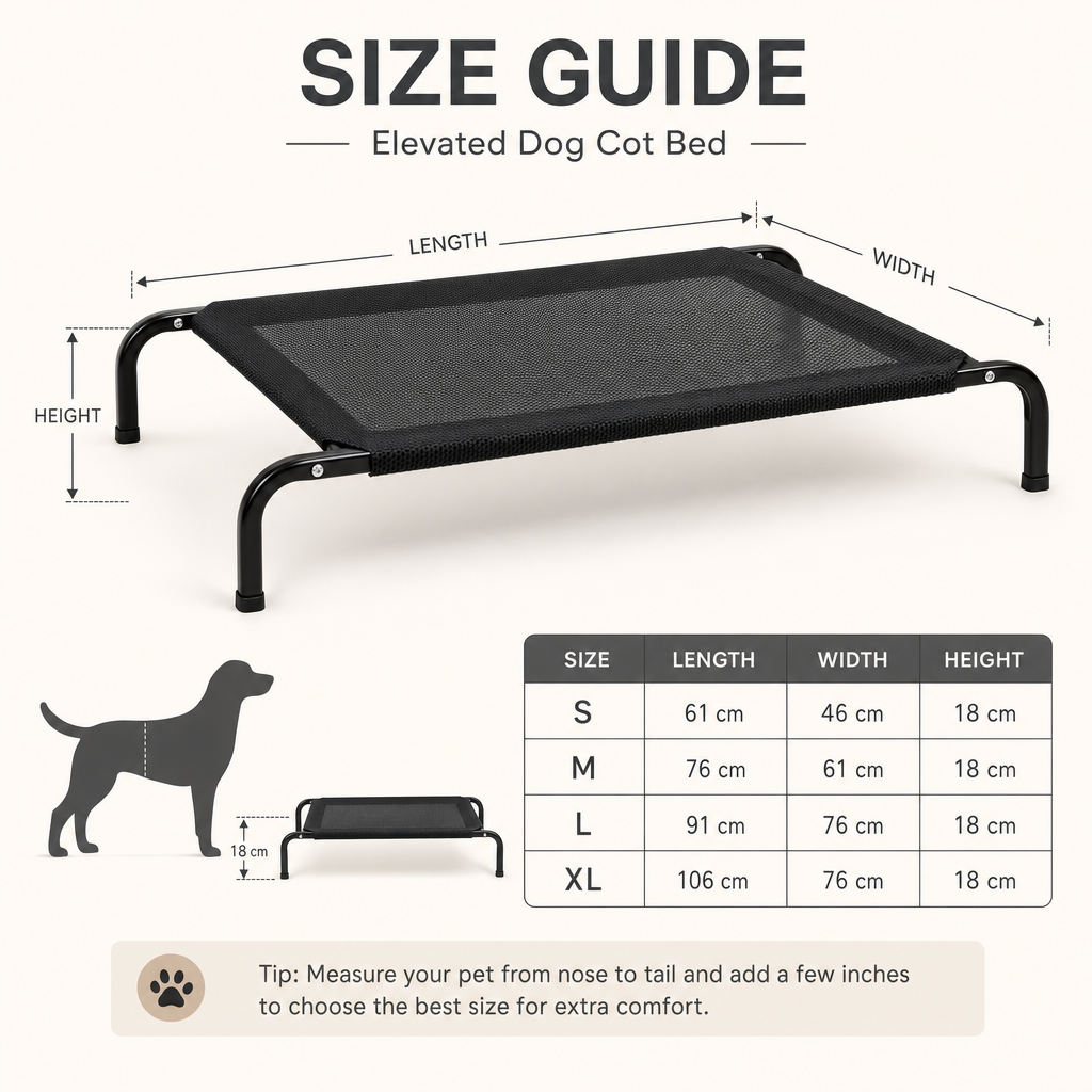 Dog Cooling Mat, Elevated Mesh Bed, Breathable Airflow