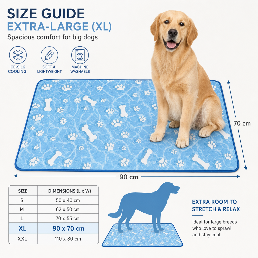 Dog Cooling Mat, Extra Large Ice Silk for Big Dogs