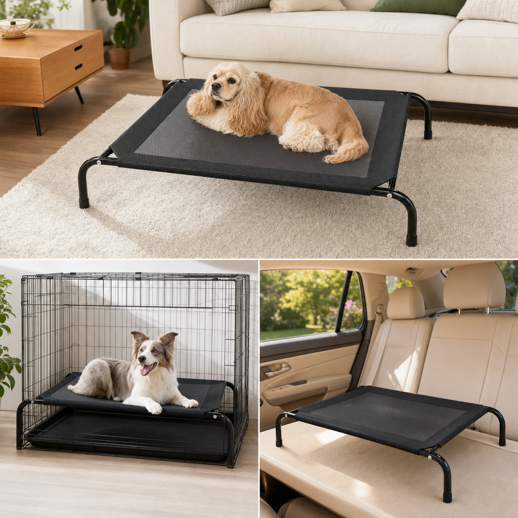 Dog Cooling Mat, Elevated Mesh Bed, Breathable Airflow