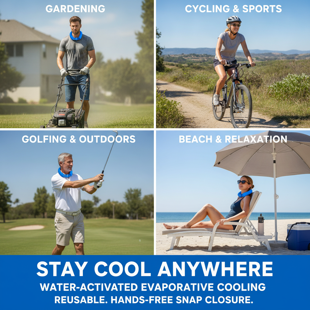 Cooling Towel, Neck Wrap with Snap Closure, Hands-Free Neck Band
