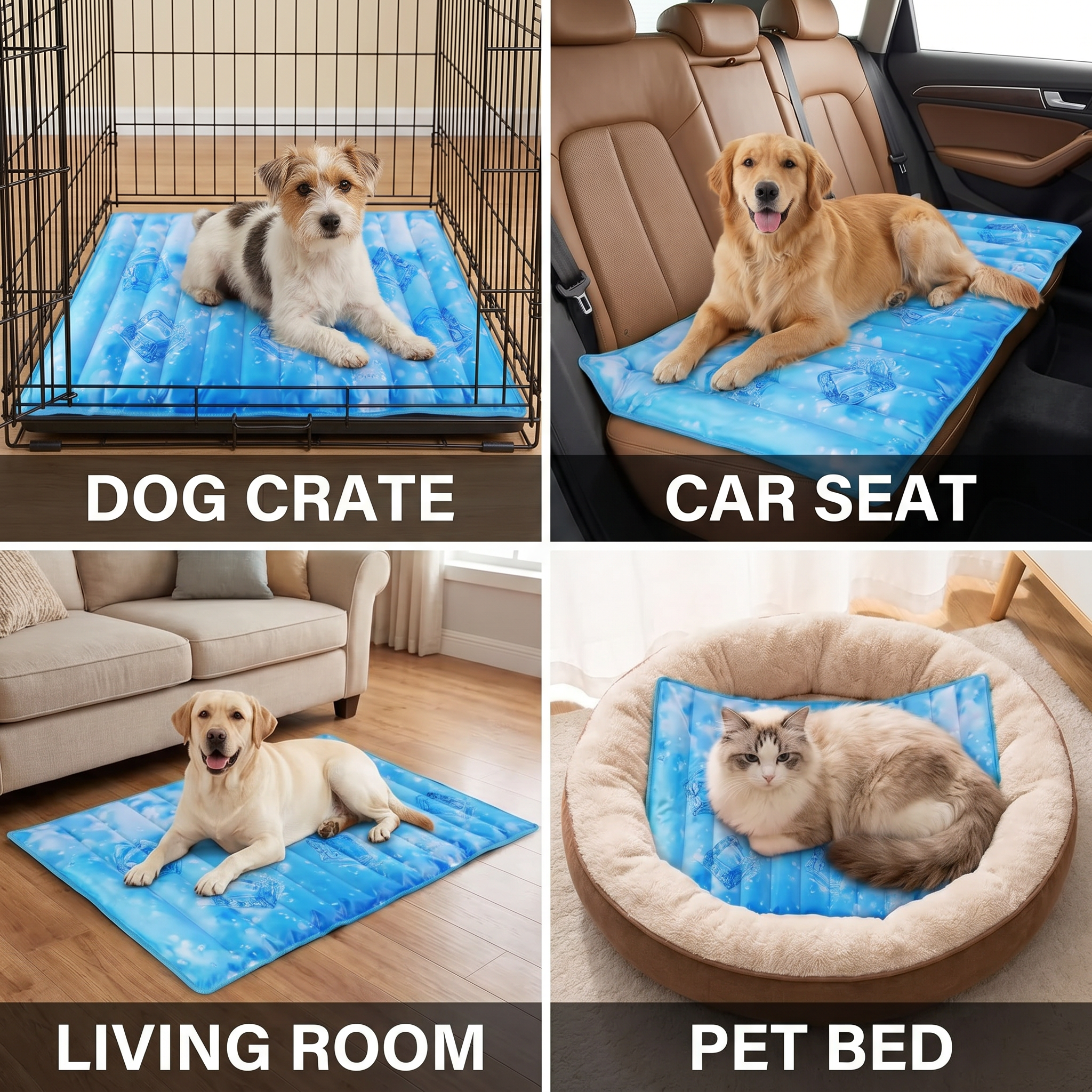 Dog Cooling Mat, Double-Sided Dual Surface, Water-Resistant Washable Pet Pad