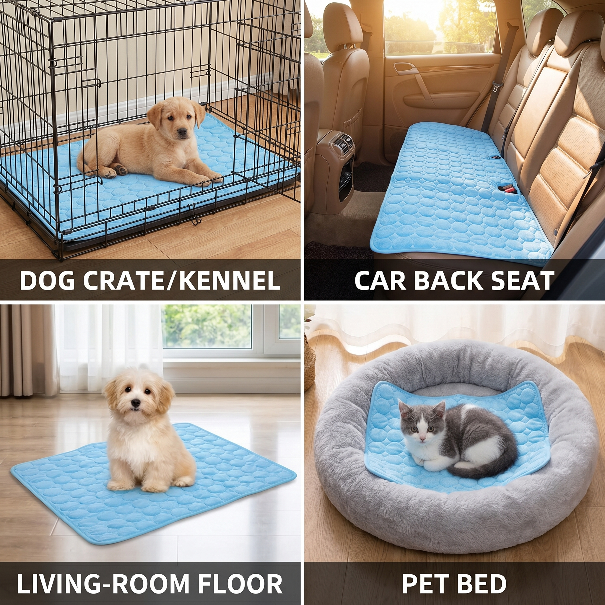 Dog Cooling Mat, Small Breed and Puppy, Breathable Ice Silk Washable Pad