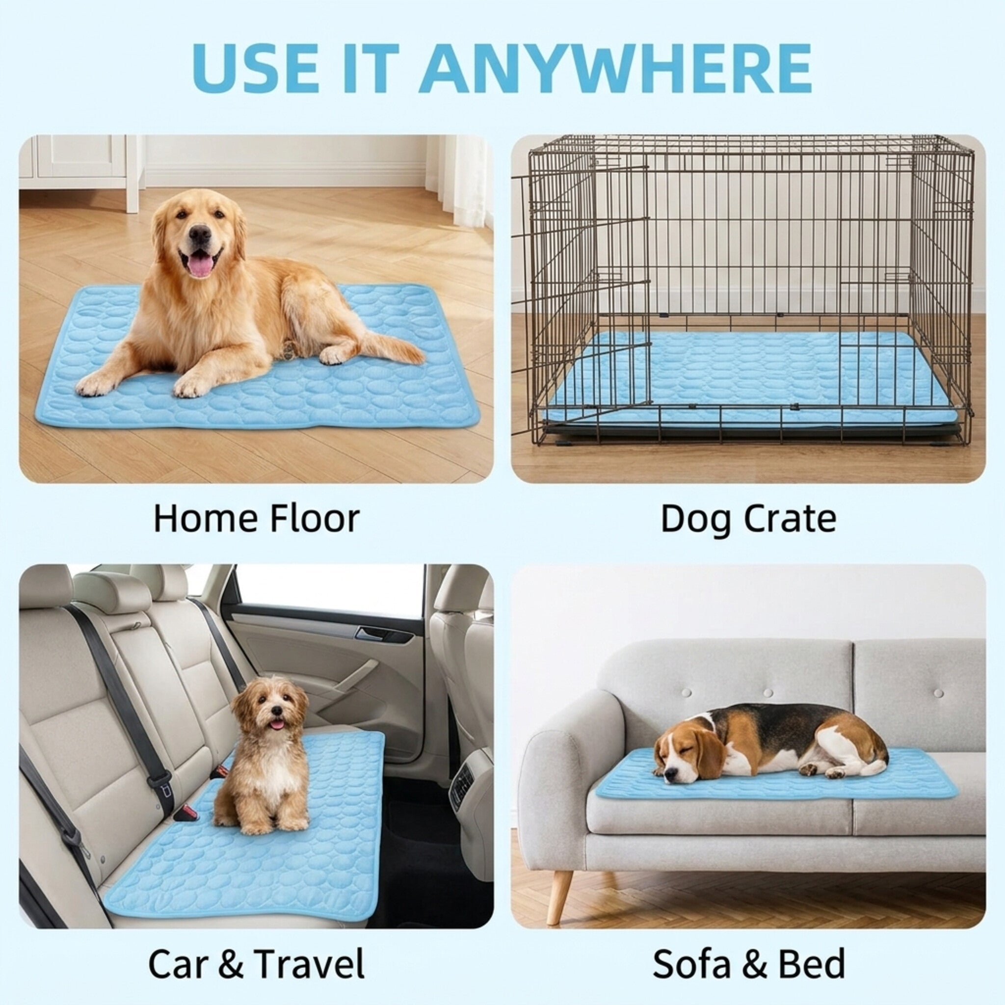 Dog cooling mat use anywhere - home, crate, car, sofa