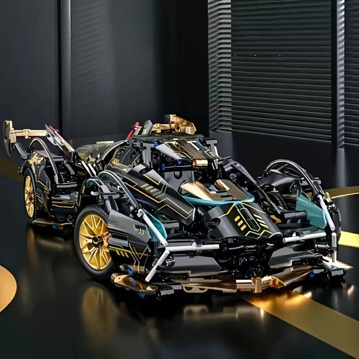 1690-Piece V12 Model Car Building Block Set With Working Steering And Suspension - Image 1