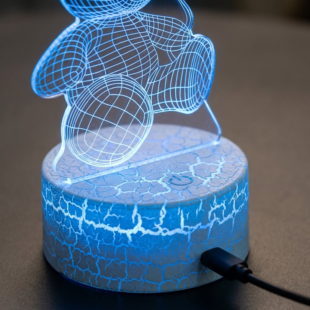LED Lamp Battery Operated Lamp LED Night Light 3D Illusion Bear - detail