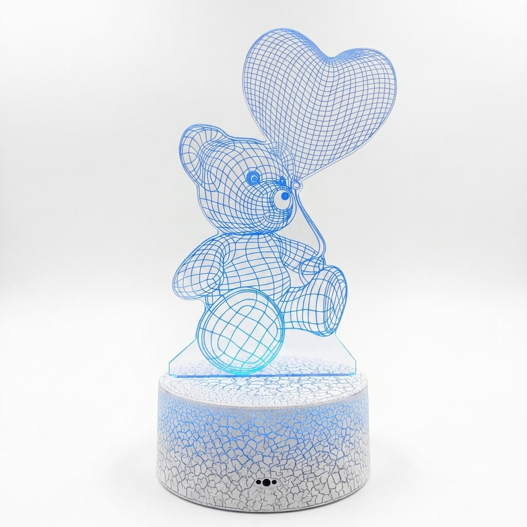 LED Lamp Battery Operated Lamp LED Night Light 3D Illusion Bear - studio