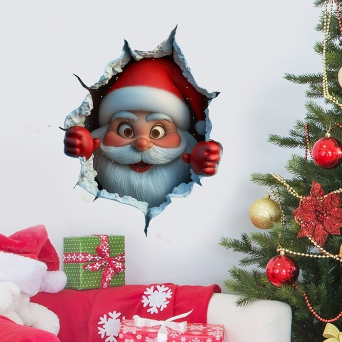3D Santa Wall Sticker Set With Peel And Stick Vinyl Decals - Image 2