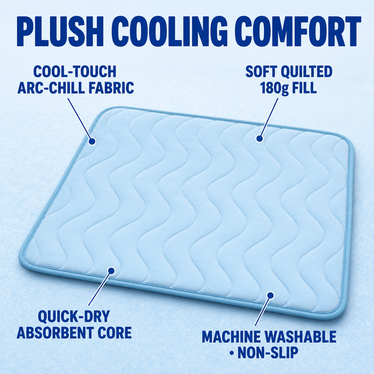 Dog Cooling Mat, Color-Changing Arc-Chill Top, Plush Self-Cooling Pet Pad, Washable Summer Mat