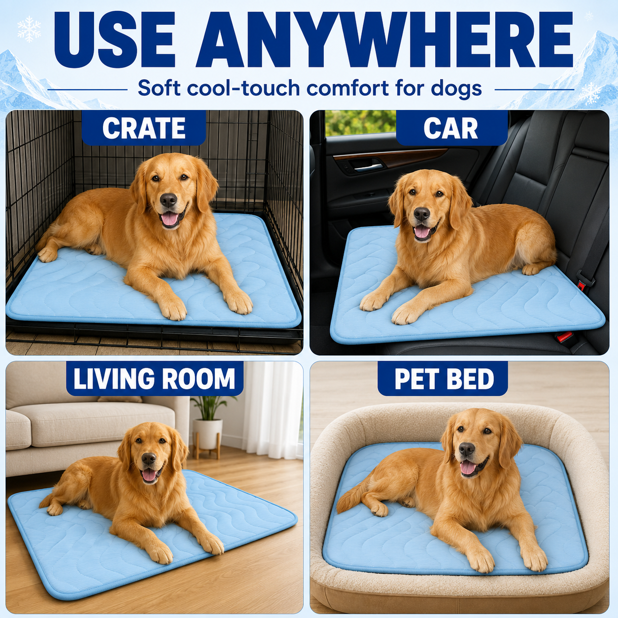 Dog Cooling Mat, Color-Changing Arc-Chill Top, Plush Self-Cooling Pet Pad, Washable Summer Mat