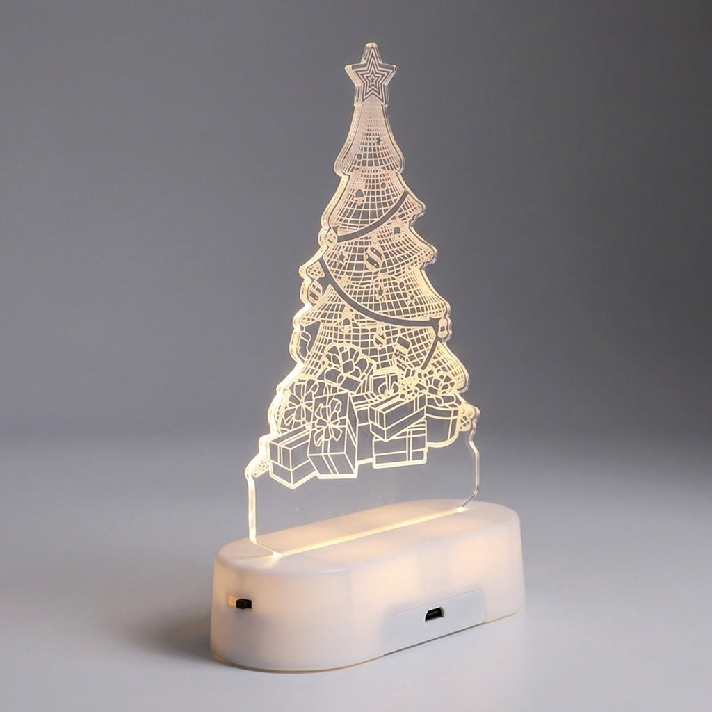 Christmas Decorations LED Night Light Acrylic Lamp 3D Design - angle