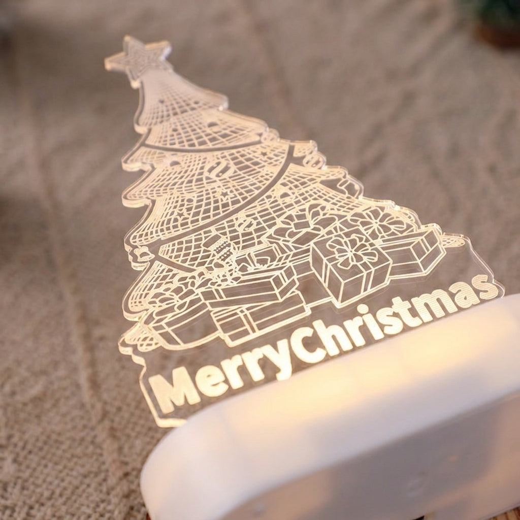 Christmas Decorations LED Night Light Acrylic Lamp 3D Design - detail