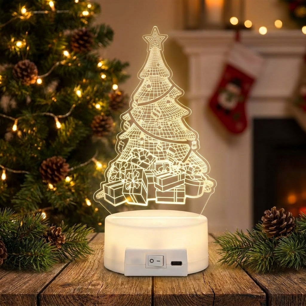Christmas Decorations LED Night Light Acrylic Lamp 3D Design - Image 2