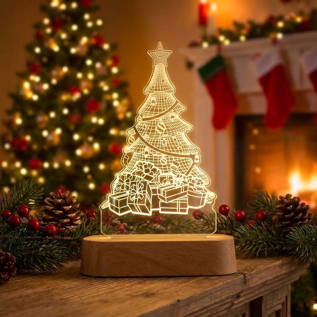 Christmas Decorations LED Night Light Acrylic Lamp 3D Design - Image 3