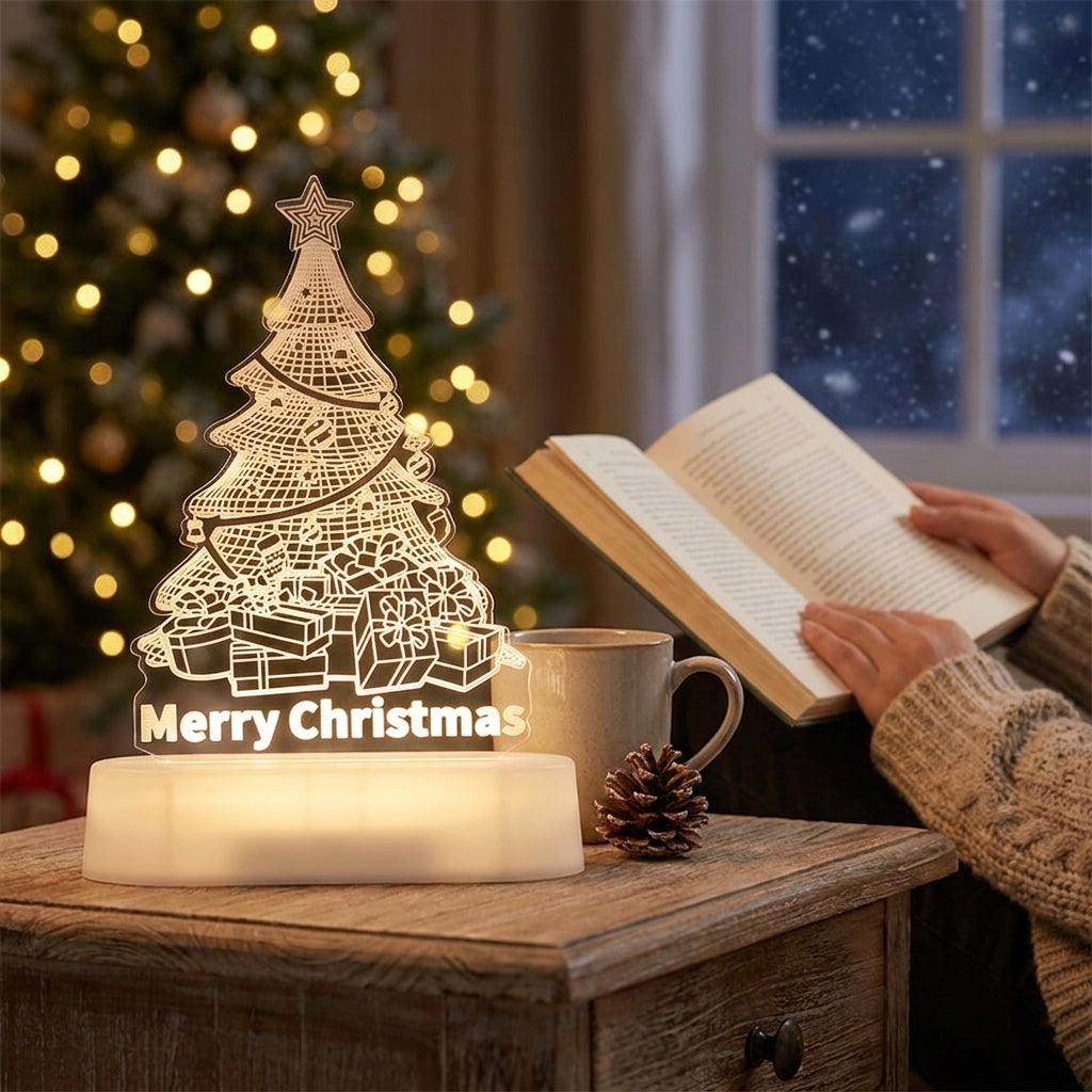 Christmas Decorations LED Night Light Acrylic Lamp 3D Design - in-use
