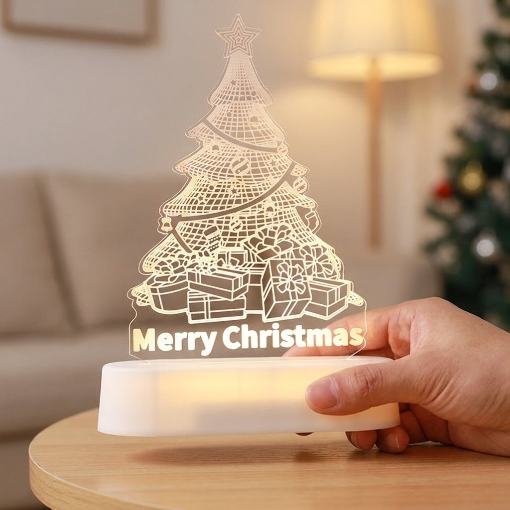 Christmas Decorations LED Night Light Acrylic Lamp 3D Design - scale