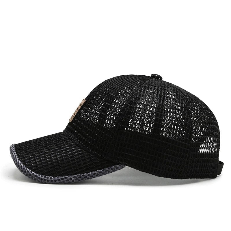 Adjustable Baseball Cap Sun Protection Cap Black Mesh Cap Curved Brim - Image 3