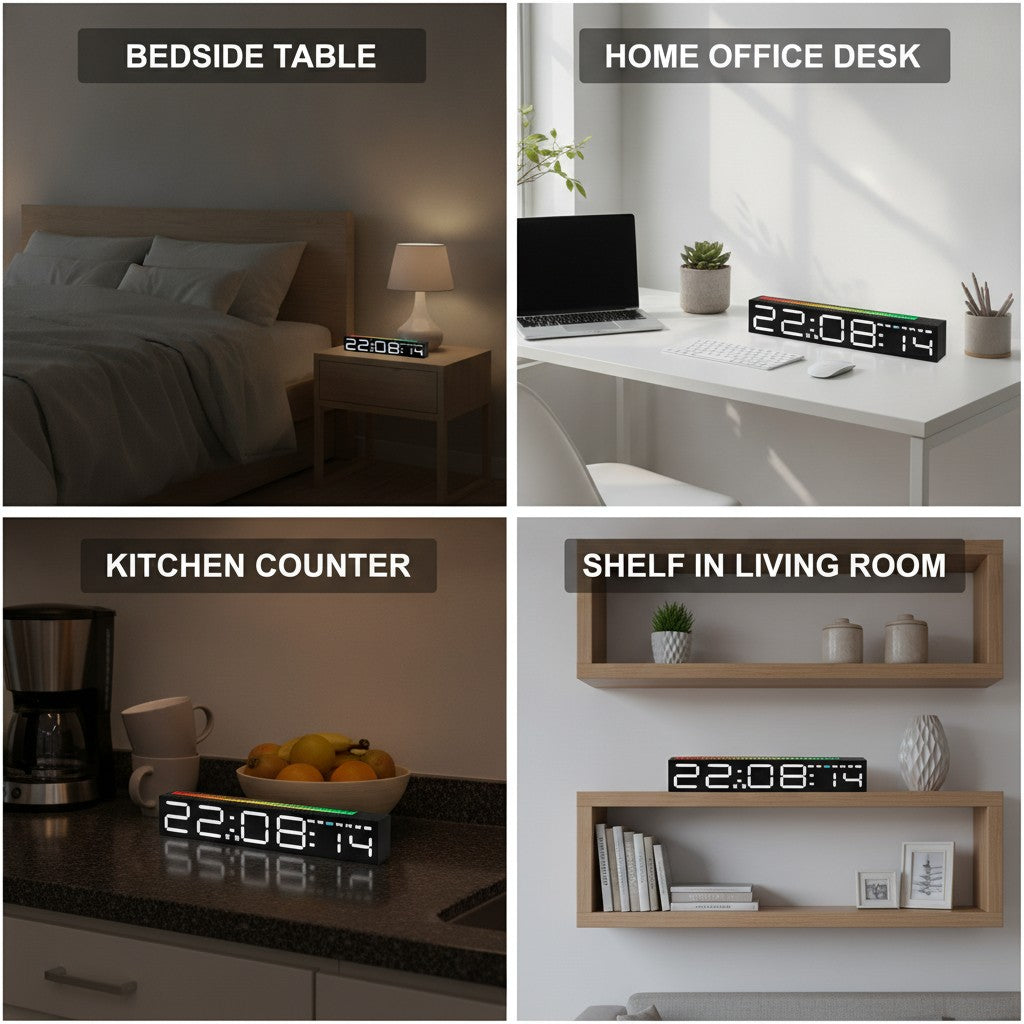 LED Alarm Clock with Ambient Light Bar, Large Numbers RGB Bedside Clock benefits