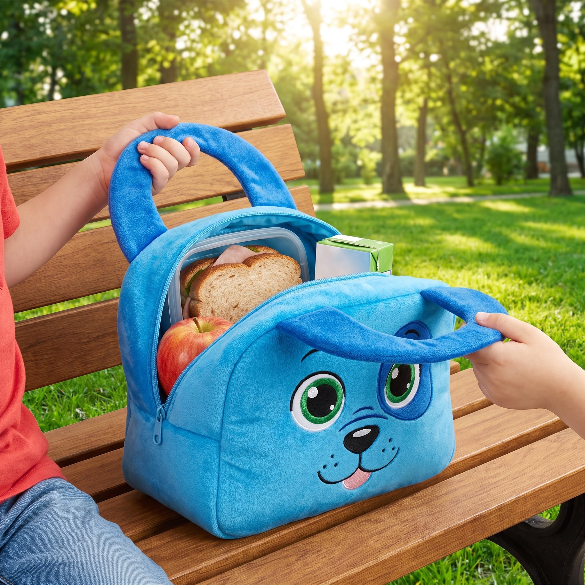 Insulated Lunch Bag Childrens Plush Animal Machine Washable - hero