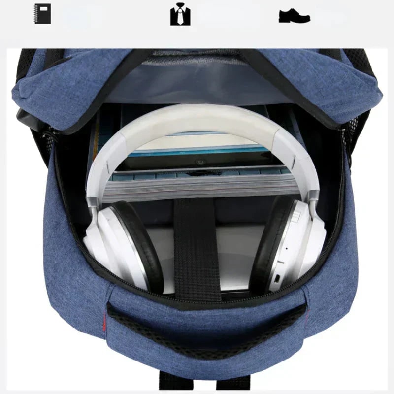 Backpack Laptop Bag USB Port Travel Commuter Reflective - Image 9