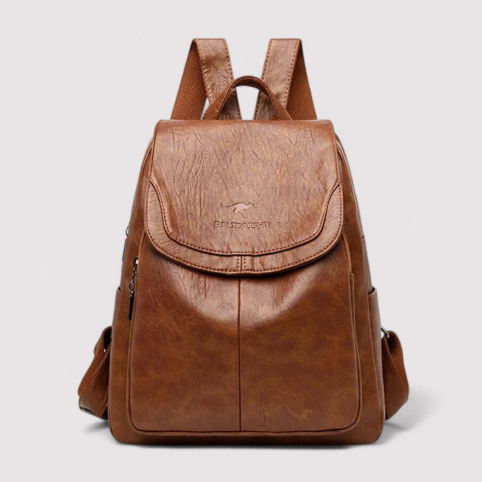 Backpack Stylish Faux Leather Flap Closure Ladies Design - Image 1