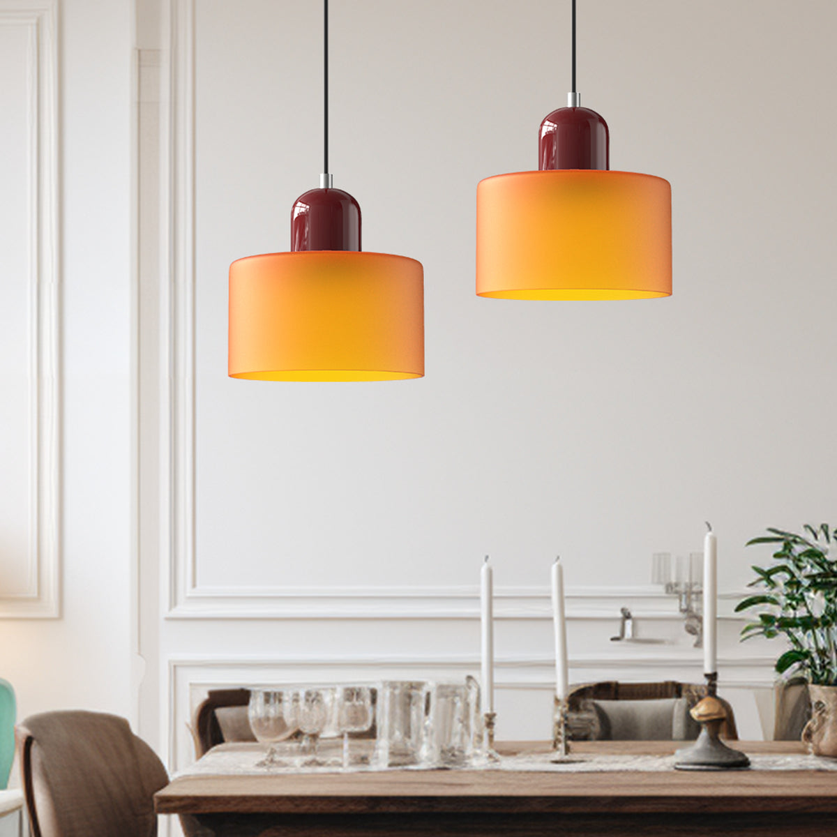 Bauhaus Pendant Light With Coloured Glass Shade - Image 2
