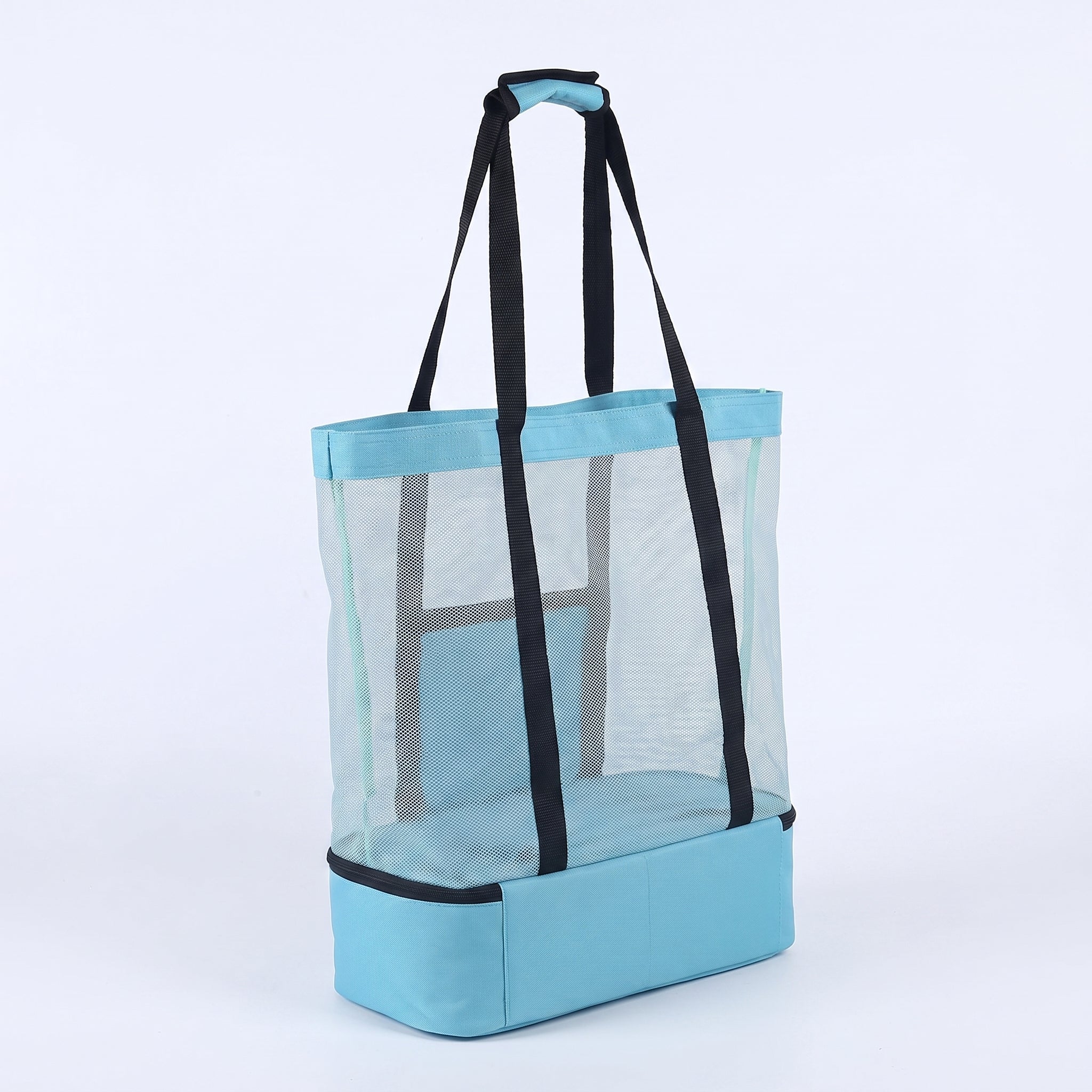 Portable Cooler Soft Lunch Bag Mesh Insulated Beach Tote - angle