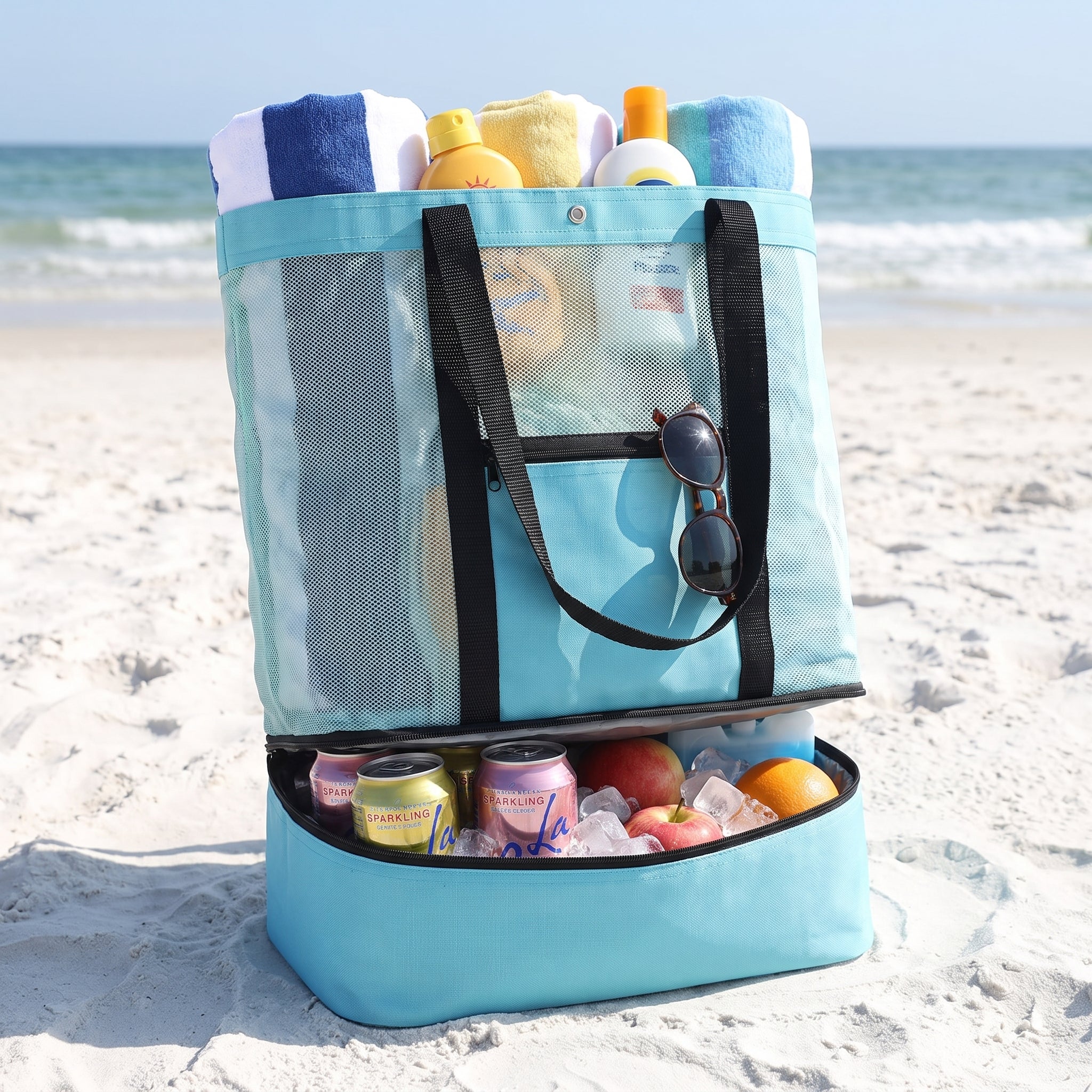 Portable Cooler Soft Lunch Bag Mesh Insulated Beach Tote - hero