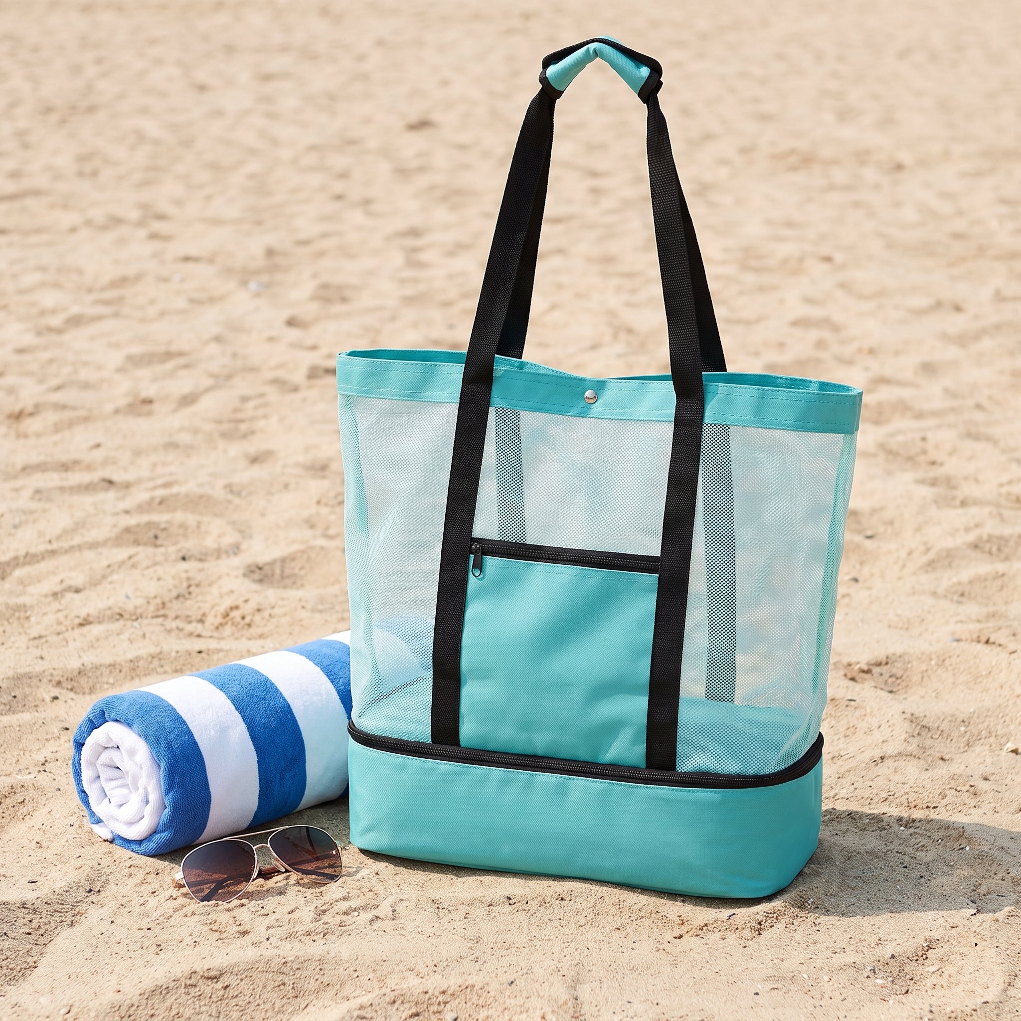 Lunch Bag Insulated Beach with Cooler 2 Compartment - scale