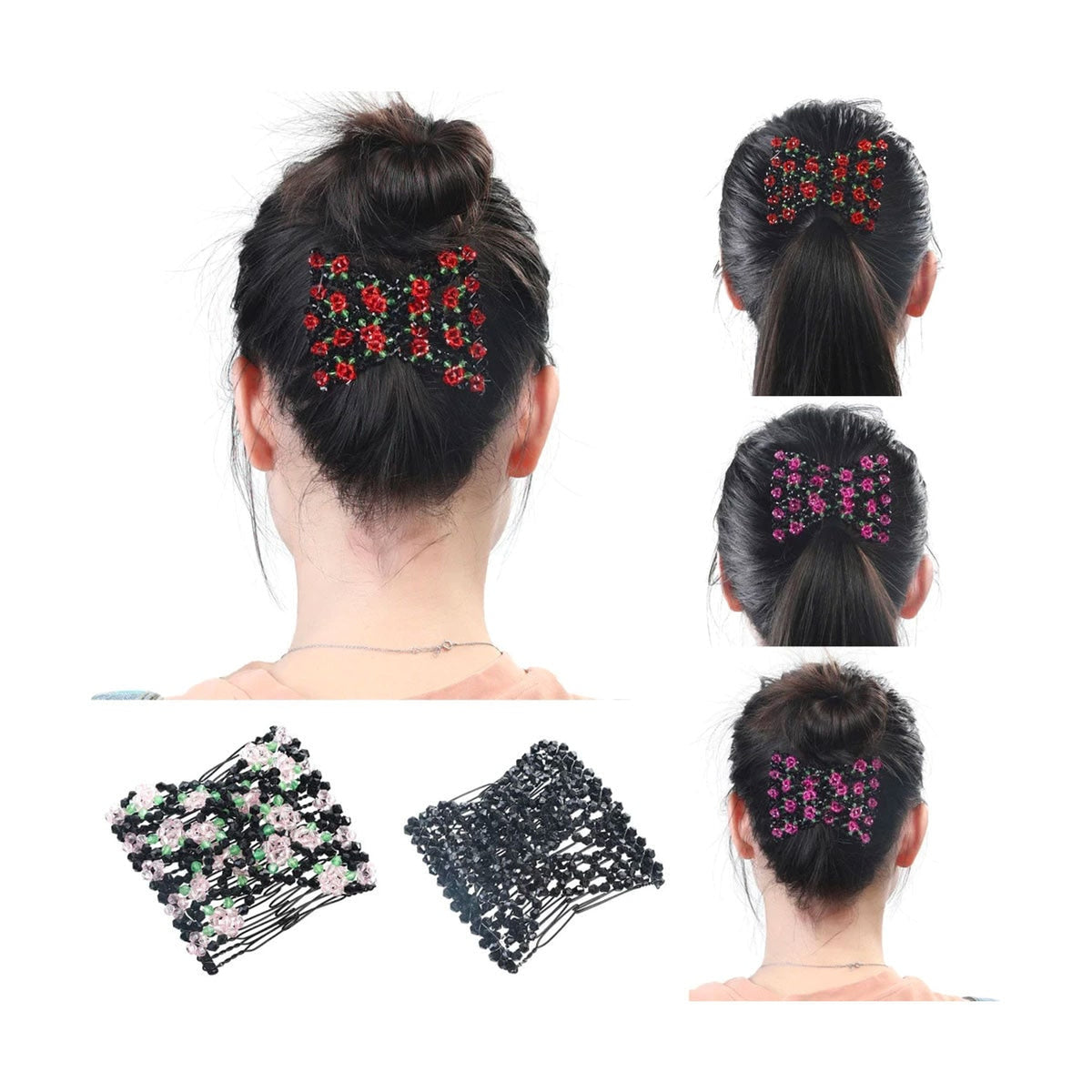 Beaded Hair Comb Stretchable Magic Hair Clip For Secure All-Day Hold - Image 1