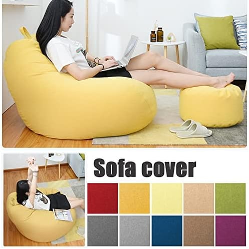 Bean Bag Chair Cover Unfilled Cotton Linen Fabric - Image 2