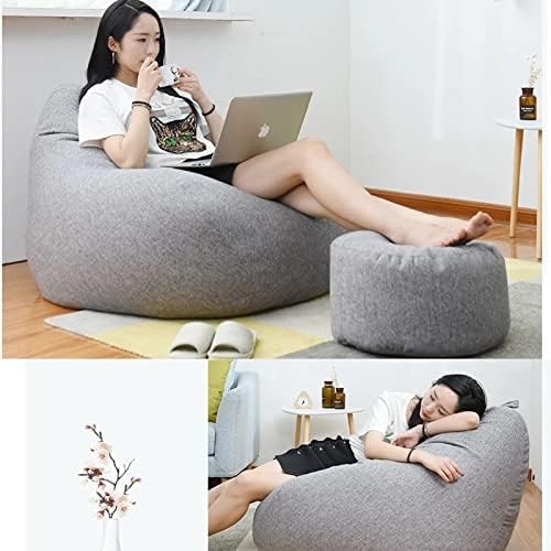Bean Bag Chair Cover Unfilled Cotton Linen Fabric - Image 4