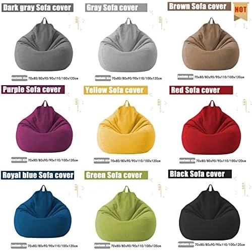 Bean Bag Chair Cover Unfilled Cotton Linen Fabric - Image 7